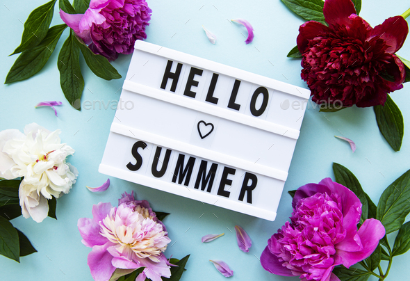 Light box with Hello Summer text