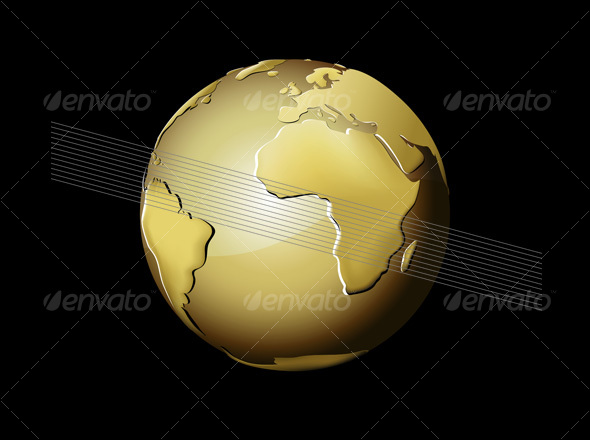 Golden Earth Globe - Objects Vectors
