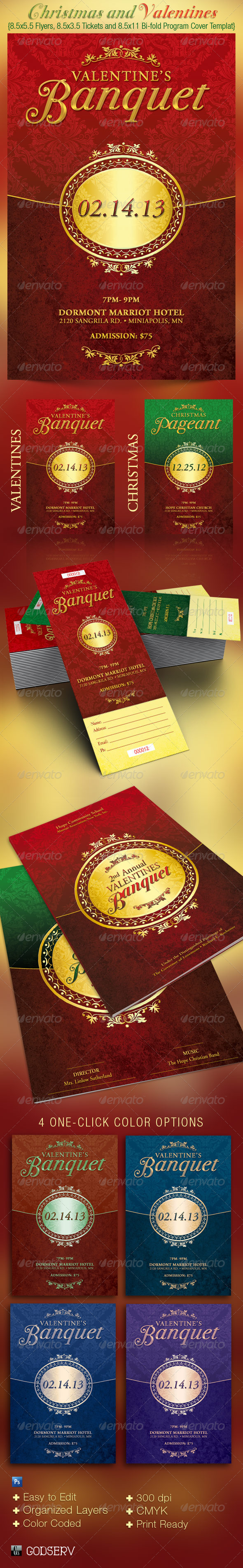 Christmas Plus Valentines Event Templates Bundle - Holidays Events