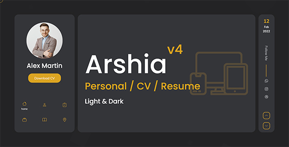 Extraordinary Arshia - Personal, portfolio, vCard and resume template