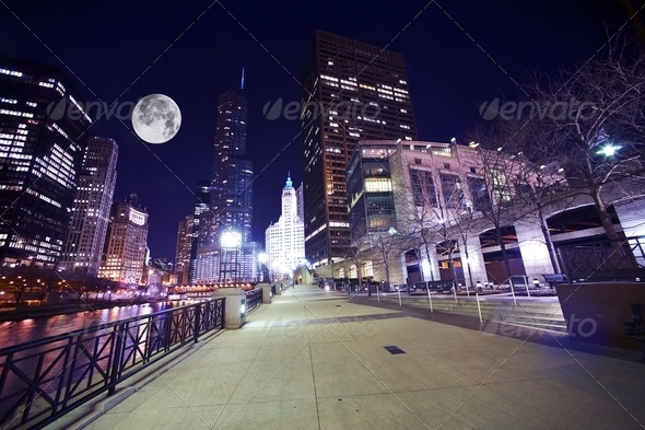 Chicago Famous Riverwalk - Stock Photo - Images