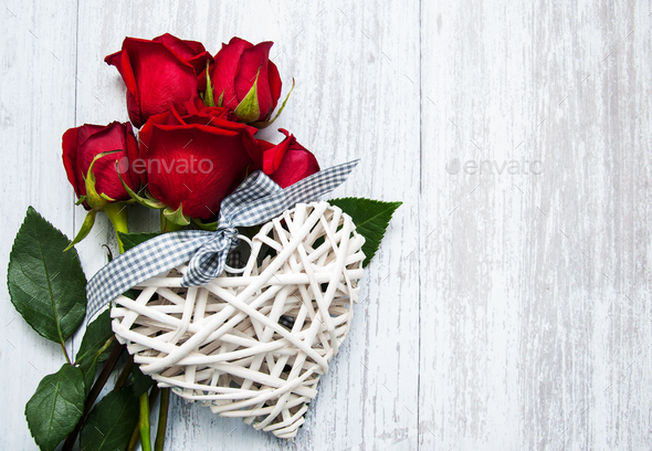 Red roses and heart Stock Photo by Olena_Rudo | PhotoDune