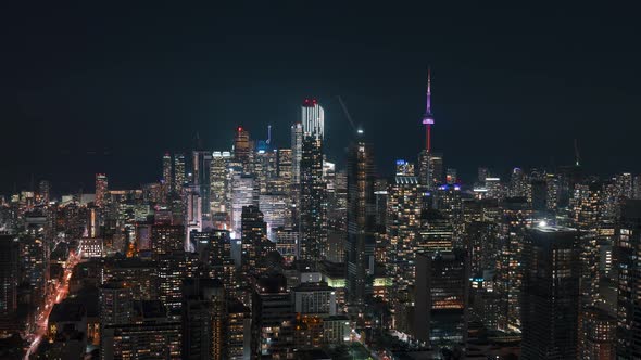 Big Modern Night City Skyline at Night Toronto