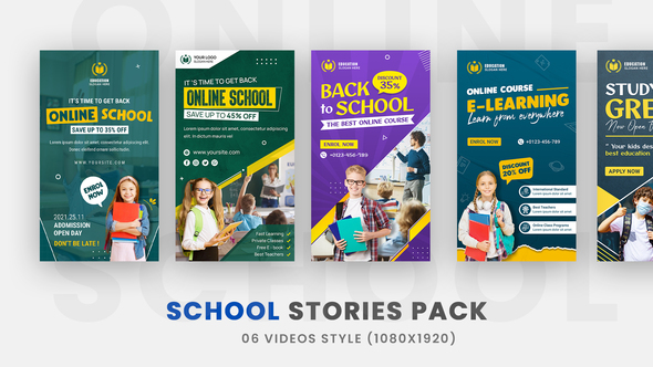 Online School Promo Promo Stories Pack