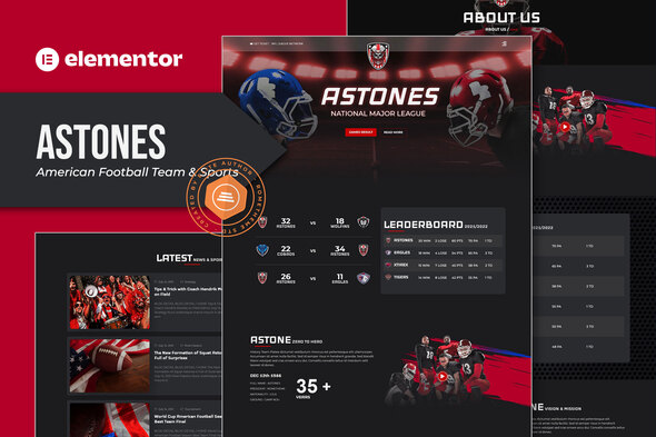 Astones - American Football Team & Sports Elementor Template Kit