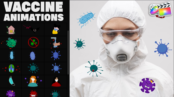 Corona Virus And Vaccine Cartoon Icons for FCPX