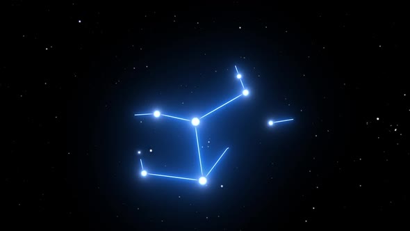 Virgo Constellation On A Beautiful Starry Night Background, Motion Graphics