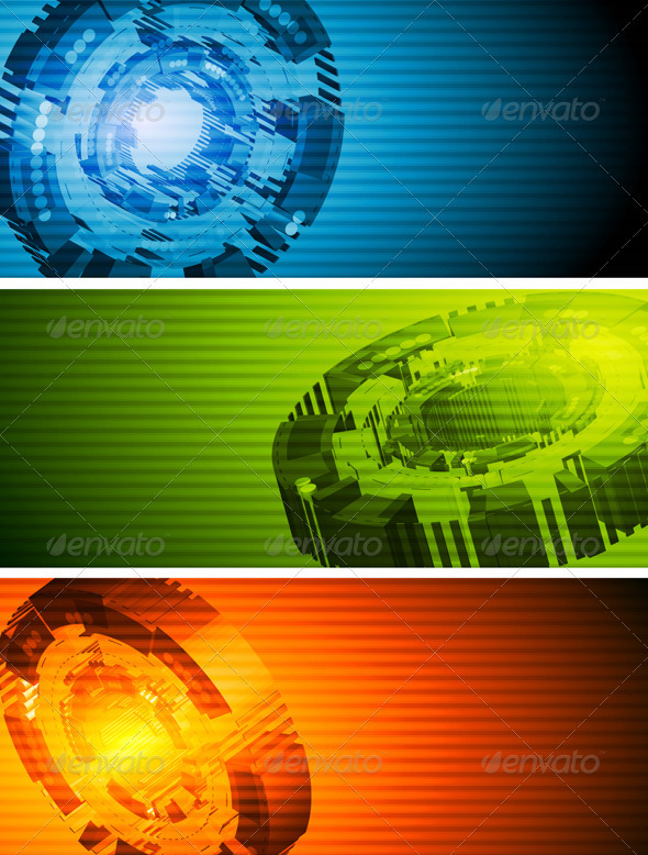 Abstract hi-tech vector banners - Technology Conceptual