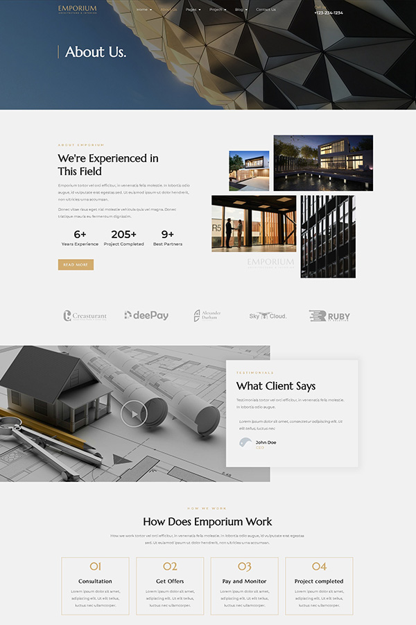 Emporium - Architecture & Interior Elementor Pro Full Site Template Kit ...