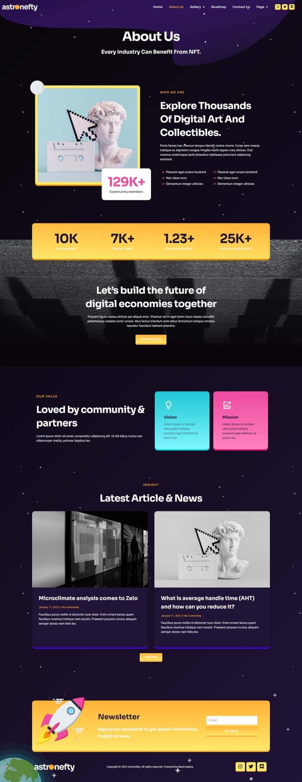 Astronefty - NFT Portfolio Elementor Template Kit