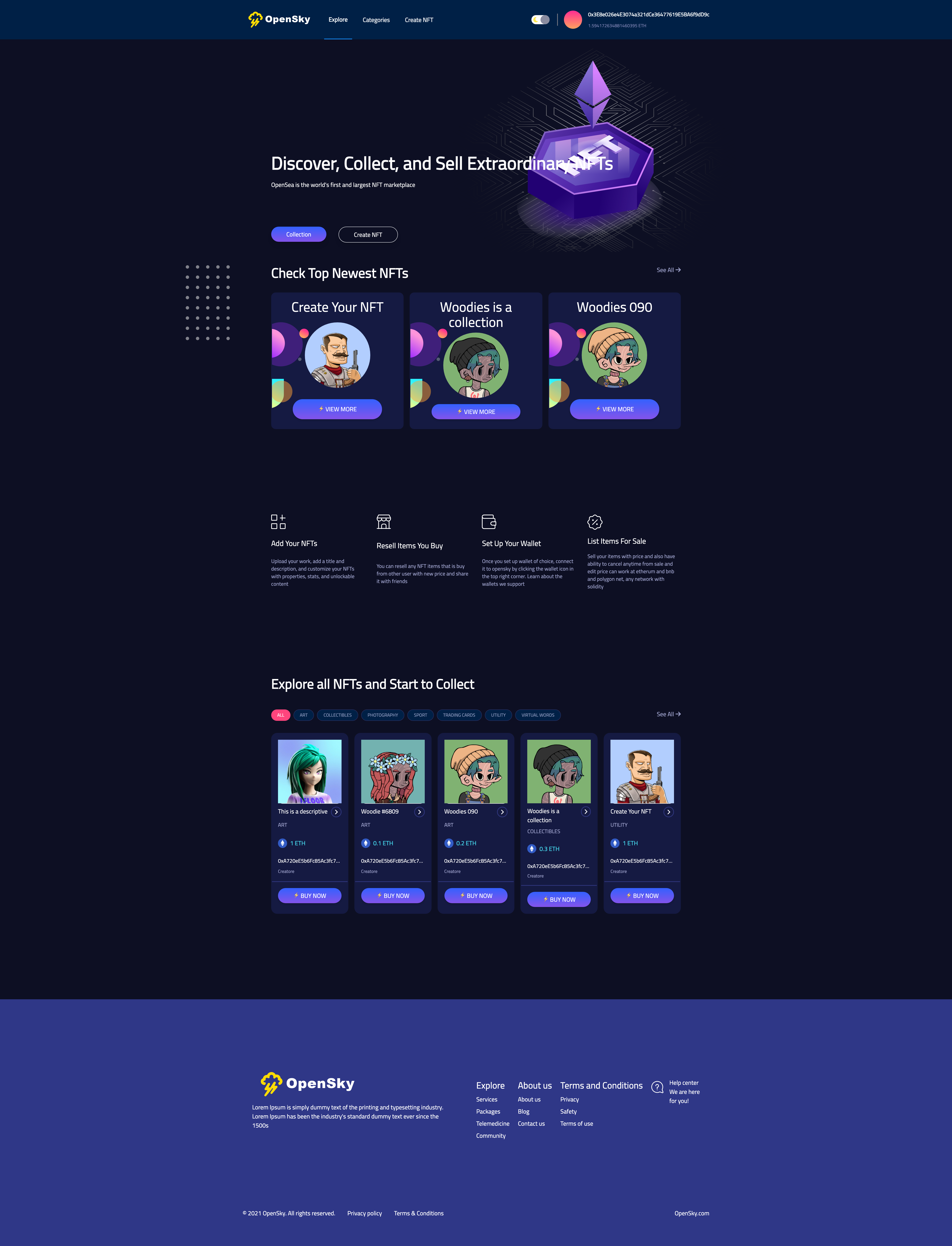 OPenSky -Full NFT Marketplace Next js and Solidity