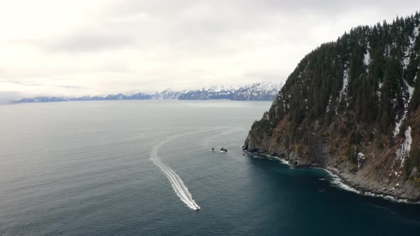 Fishing Boat along Arctic Coastline