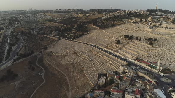 Aerial view of a Jewish cemetery alt