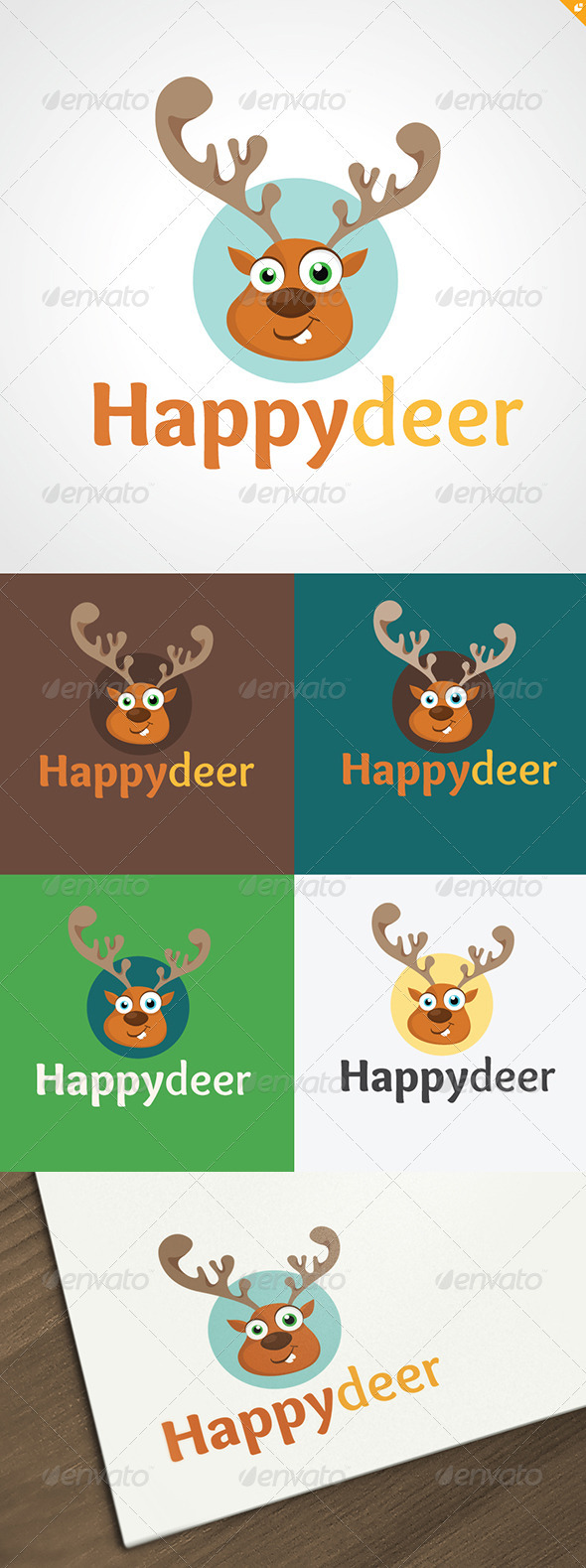 Happy Deer Logo - Animals Logo Templates