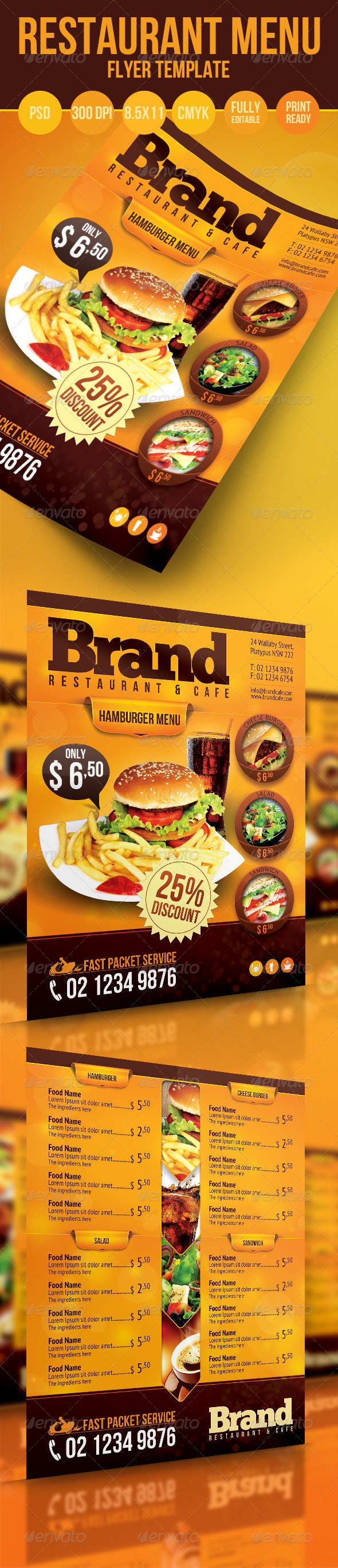 Restaurant Menu Flyer - Food Menus Print Templates