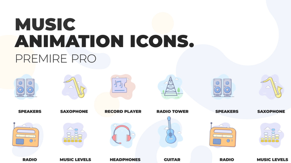Music and radiostation - Animation Icons (MOGRT)