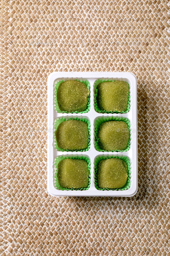 Asian rice dessert sweet green matcha mochi