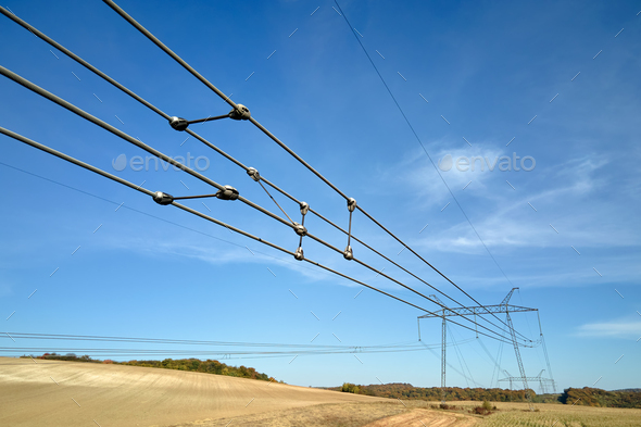 High voltage power line with insulation divider of electric power wires for safe delivering of