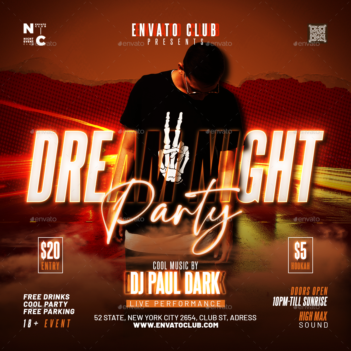 Dream Night Party Flyer, Print Templates 