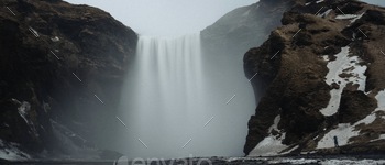 Iceland waterfall and mist.