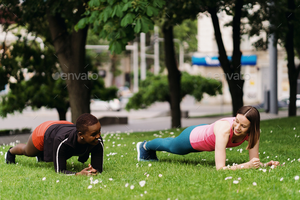 Women outdoor workout Stock Photo by arthurhidden