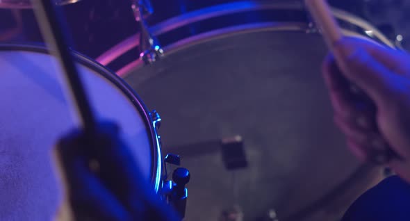 Drum Sticks And Two Drums Close Up