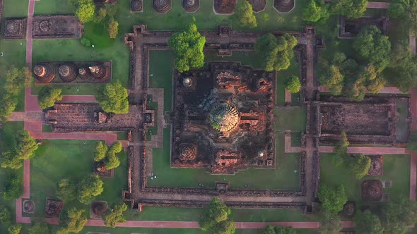 Aerial View of Wat Phra Ram Ruin Temple in Phra Nakhon Si Ayutthaya Thailand alt