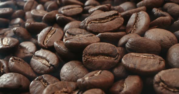 Macro Shot Roasting Coffee Beans Filmed in a Dark Key the Smoke Emanating From the Roasting of alt