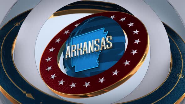 Arkansas States of America State Map with Flag 4K