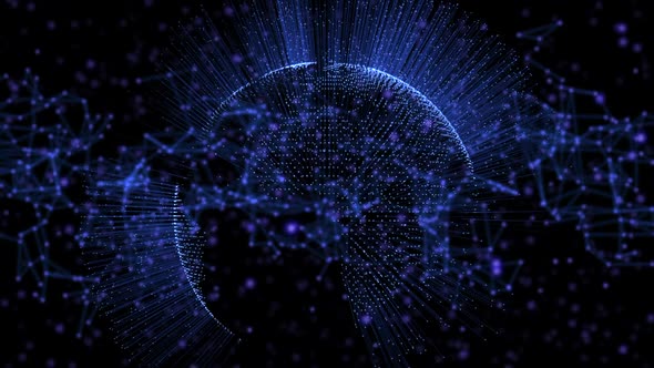 World Globe Showing Data Stream of Light Beams Flashing