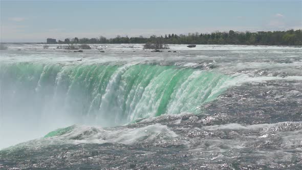 Niagara Falls Canada Slow Motion  Slow Motion of the Back of the Horseshoe Falls During a Sunny Day