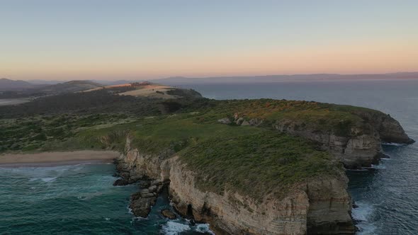 Andrews Cliff, Cape Deslacs, Clifton Beach, Tasmania Aerial Drone 4K