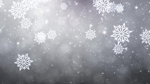 Snow falling on White sky with Blue particles in the winter Christmas alt