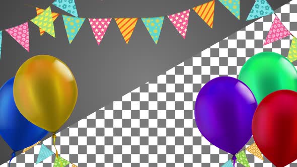 Bunting Flags Frame With Balloons Alpha Channel alt
