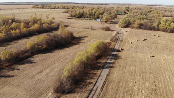 Beautiful Rural Autumn Landscape From a Height in Russia