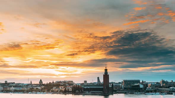 Stockholm, Sweden. Skyline Cityscape Famous View Of Old Town Gamla Stan In Summer Evening alt