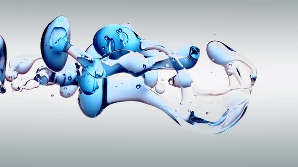 Isolated Blue Oil Bubbles and Shapes in Macro Super Slow Motion