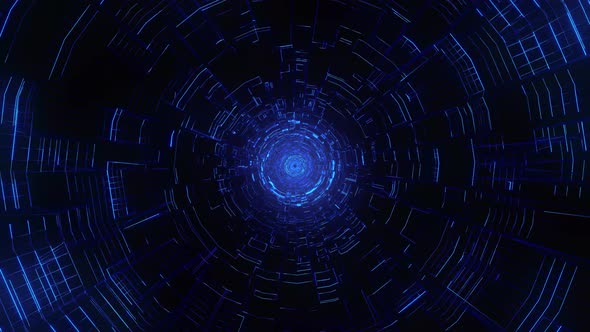 Hyperspace Worm Hole, Abstract Blue Sci-Fi Tunnel Background