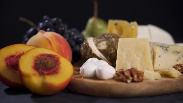 Cheese Plate Served with Fruits