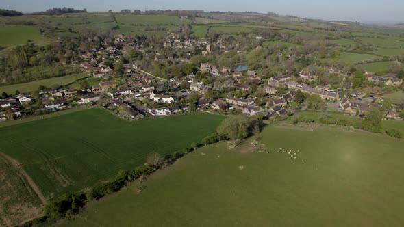 Ilmington Village North Cotswolds Spring Aerial Landscape Colour Graded