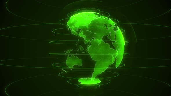 spinning green planet earth on a black background alt