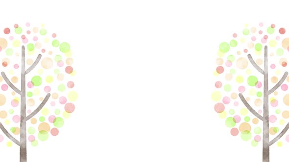 Watercolor tree decoration [colorful] alt