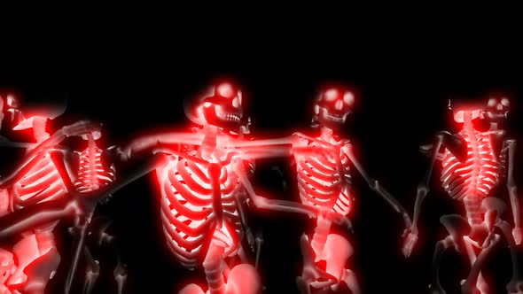 Red neon dancing skeletons