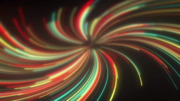 Abstract Animation of Neon Lines Twisted Into Spiral.  60 Fps Footage