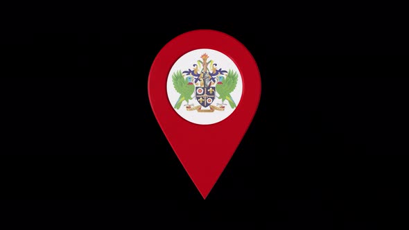 3D Rotating Pin Icon Animation With Saint Lucia  Coat Of Arms  Alpha Channel 4K alt