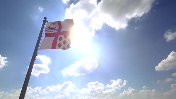 Nanaimo City Flag (British Columbia, Canada) on a Flagpole V4