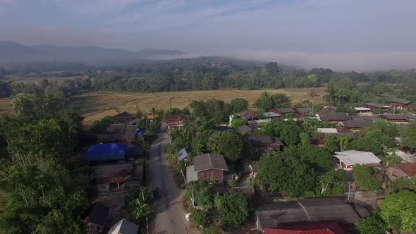 Countryside Village, Mountain Village in Phrae Province, ThailandAerial Shot alt