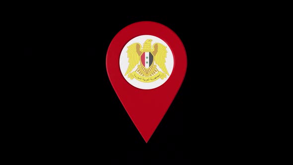 3D Rotating Pin Icon Animation With Syria Coat Of Arms  Alpha Channel 2K alt