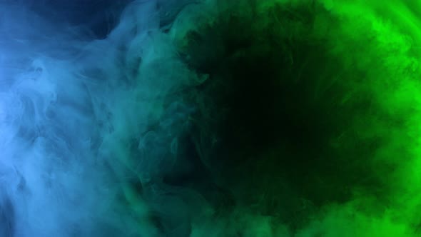Slow Motion Shot of Modern Neon Smoke Abstract Background with Round Copy Space alt