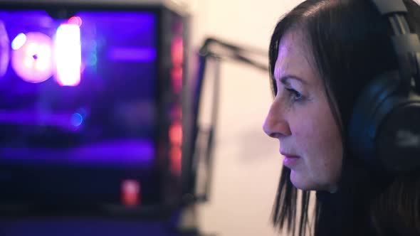 Woman Using Modern Desktop Computer alt